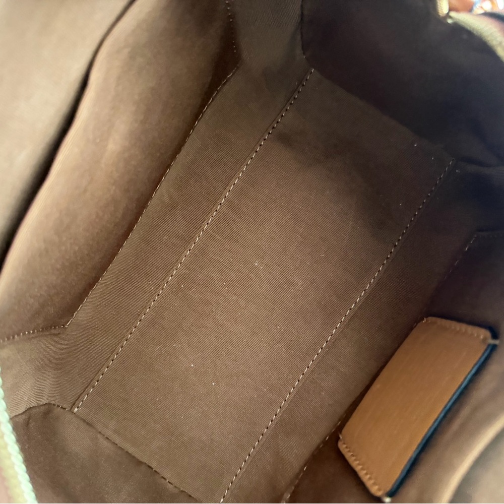 COACH Pink Signature Medium  Satchel with Brown Leather Trim and Gold Hardware - Picture 7 of 9
